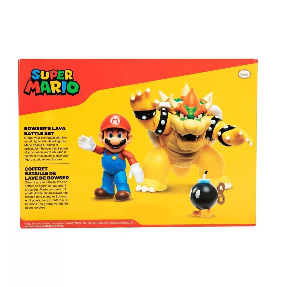 Jakks Pacific Super Mario - Set de Batalla Bowser - Recrea Esta Clásica Batalla Entre Mario vs Bowser - Juguete de hasta 15 cm de Altura - Recomendado para Niños 3 Años +