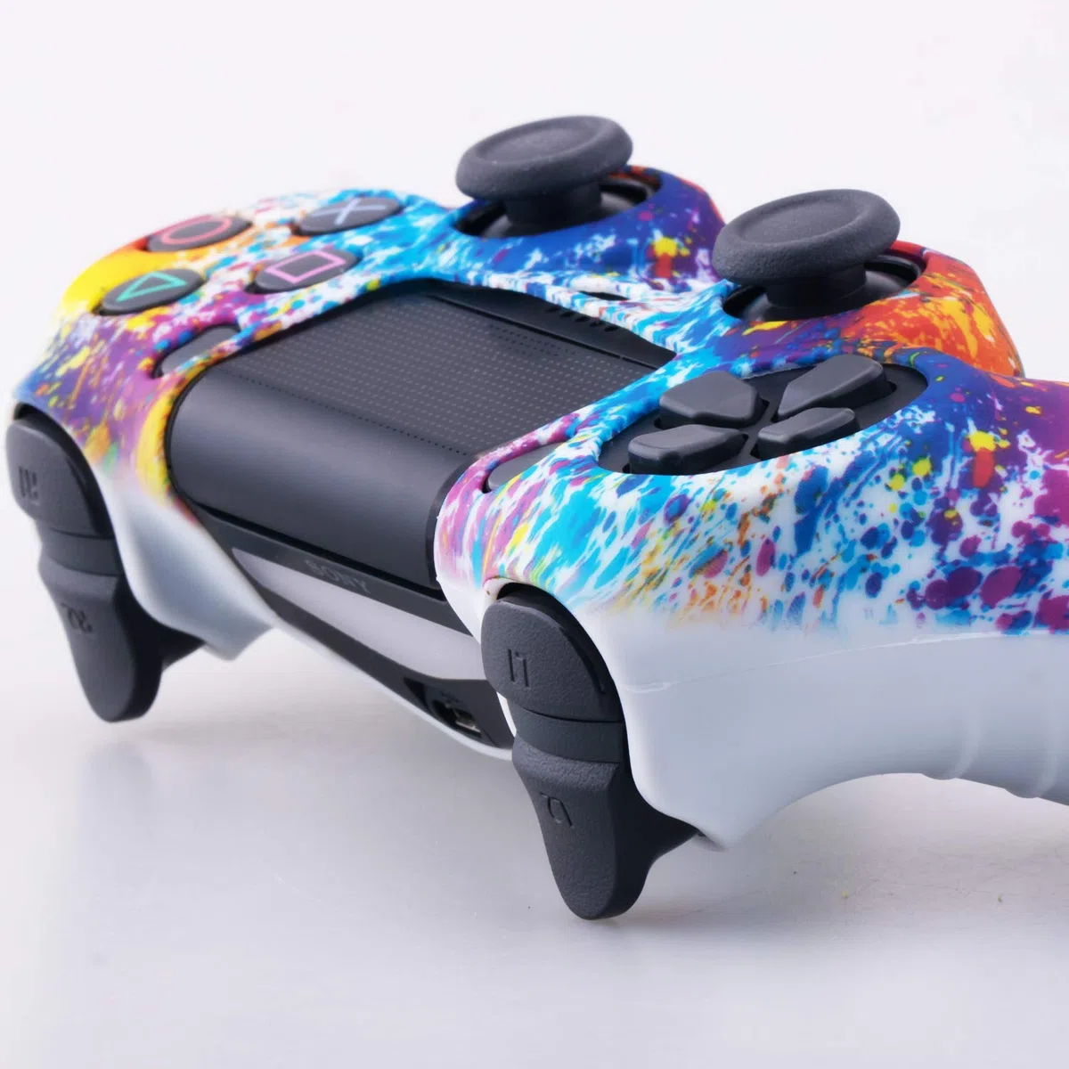 YoRHa Transferencia Agua Impresión Silicona Fundas Protectores Cubierta para PS4/Slim/Pro Dualshock 4 Mando x 1 (Salpicaduras de Pintura) con Thumb Gripsx 10