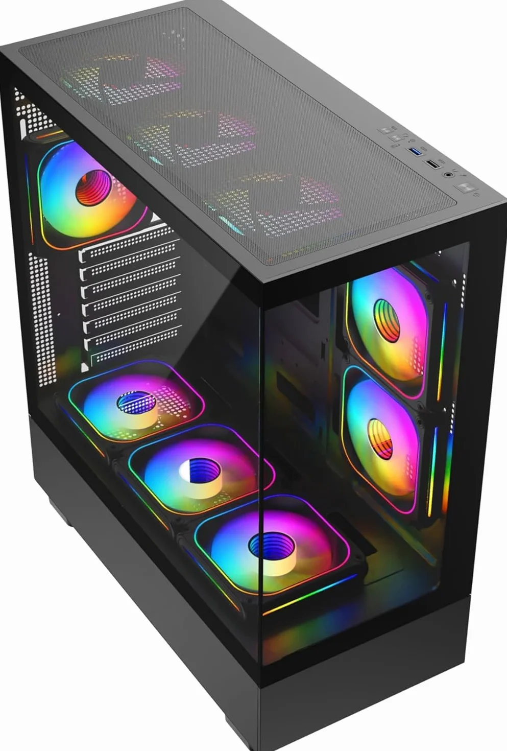 Revampix Torre Gaming Intel Core i7, Tarjeta Gráfica GTX750 4GB, 16GB RAM, 256GB SSD + 1TB HD, Fuente 500W 80+, Caja RGB con 6 Ventiladores, WiFi, Windows 11, Negro