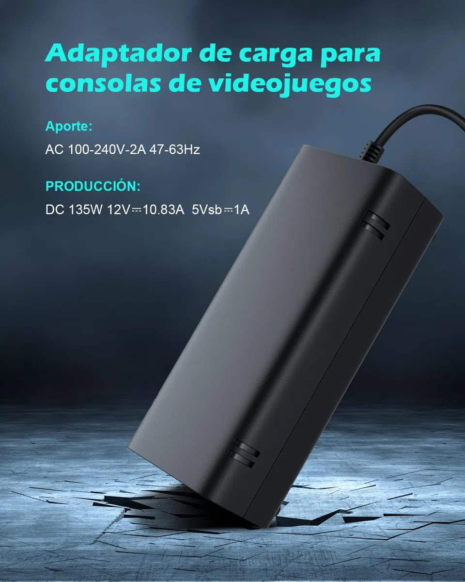Cargador Xbox Slim Adaptador de CA para Xbox Slim Cable de alimentación del Cargador de la Consola (100-220 V)