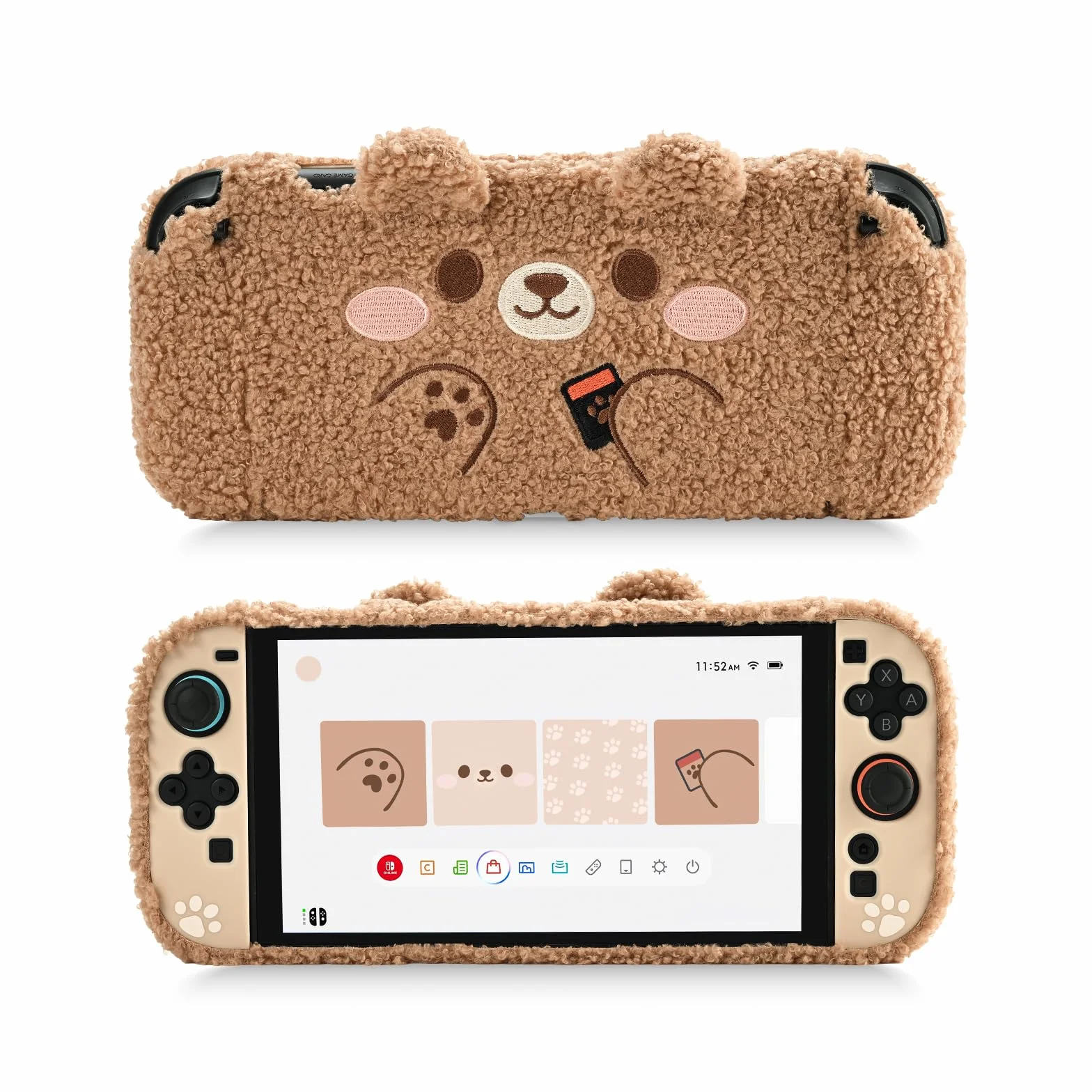 GeekShare Plush Case Compatible with Switch 2 (2025), NS2 Protective Cover for Switch Console and Grip Joy Controller, Plush Bear