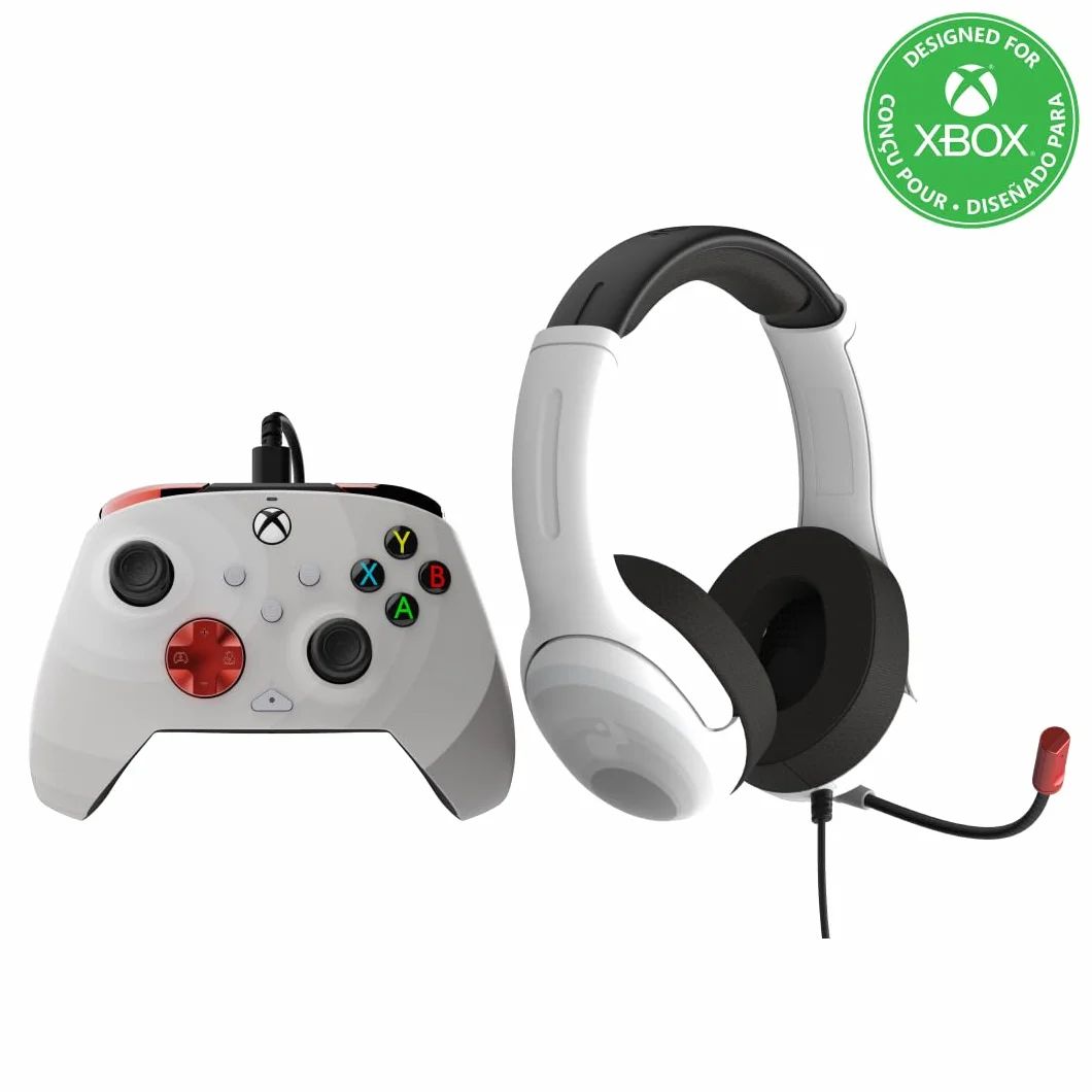 PDP Pack Gaming Xbox Radical WHMANETTE Rematch+Casque AIRLITE, Blanco Radial, Wired