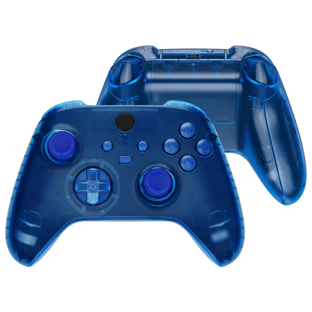 eXtremeRate Carcasa Transparente para Xbox Series X S Mando Carcasa Completa Protector Placa Trasera Funda Frontal Empuñadura Agarre con Botones para Xbox Series S X Control-No Incluye Mando(Azul)