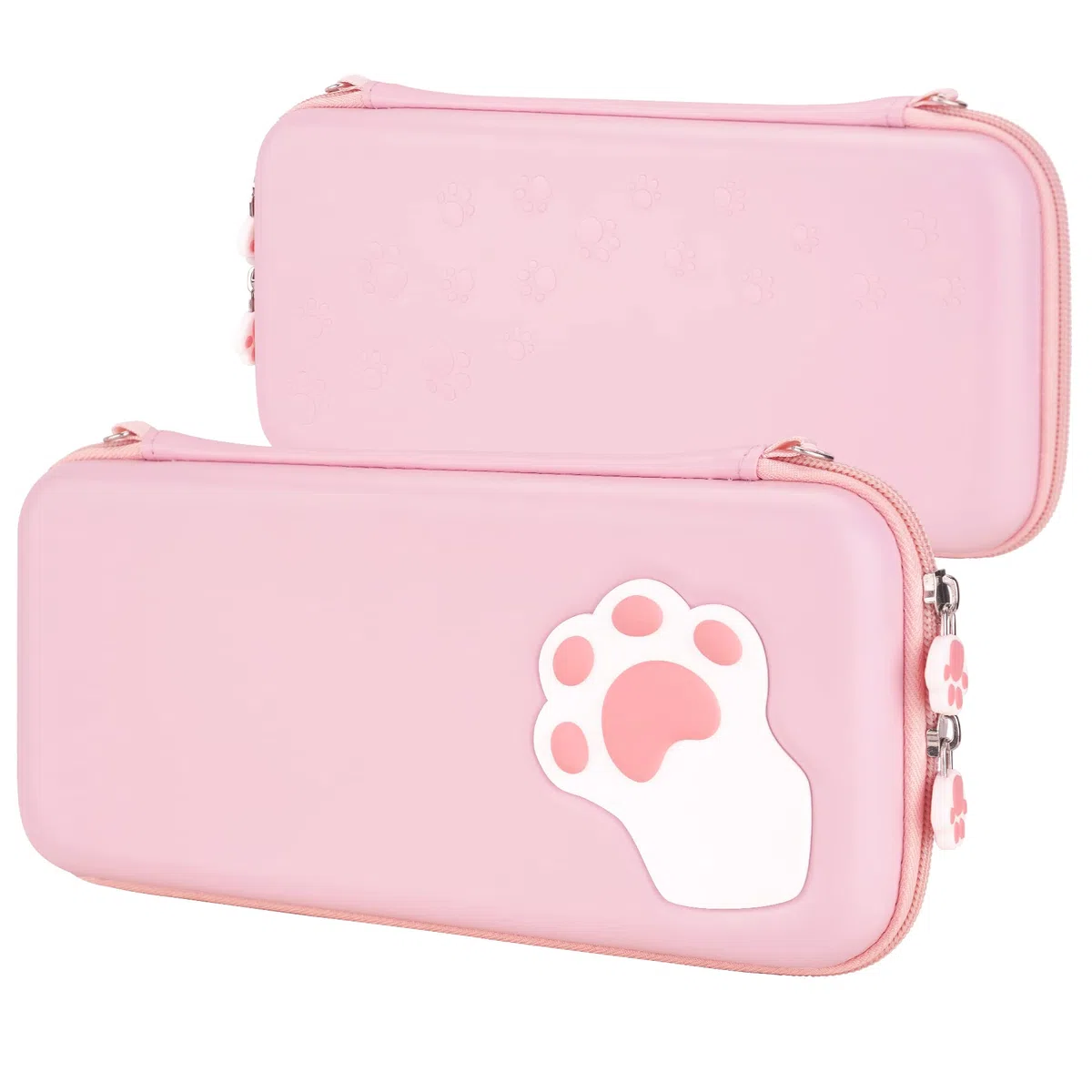 PlayVital Funda de Transporte para Nintendo Switch & OLED - Estuche Portátil con Tapas de Joystick, 10 Ranuras para Juegos, Bolsillo Interior Suave y Forro Protector, Diseño Lindo (Garra de Gato)