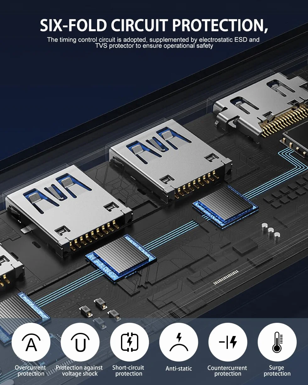 Estación de acoplamiento para Steam Deck OLED, base de cubierta de vapor 6 en 1 con HDMI 2.0 4K 60Hz, LAN Gigabit Ethernet de 1000 Mbps, 3 USB 3.0, puerto USB C de carga de 100 W para válvula de