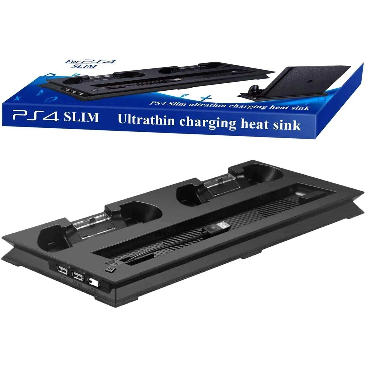Base vertical vertical para PS4 Slim de carga y controlador de ventilador PlayStation 4 en 1