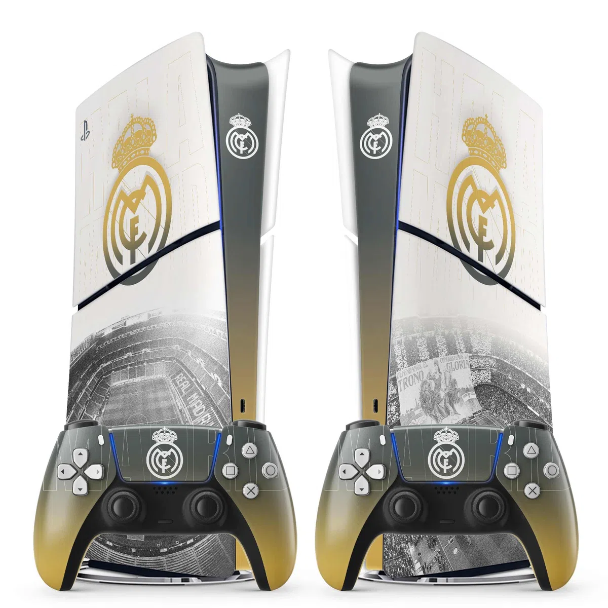 PS5 Football Sticker, Adhesivo para Playstation 5 Fútbol, Consola y Mando, Slim Digital Edition, Madrid PS5 Skin (2 Mandos)
