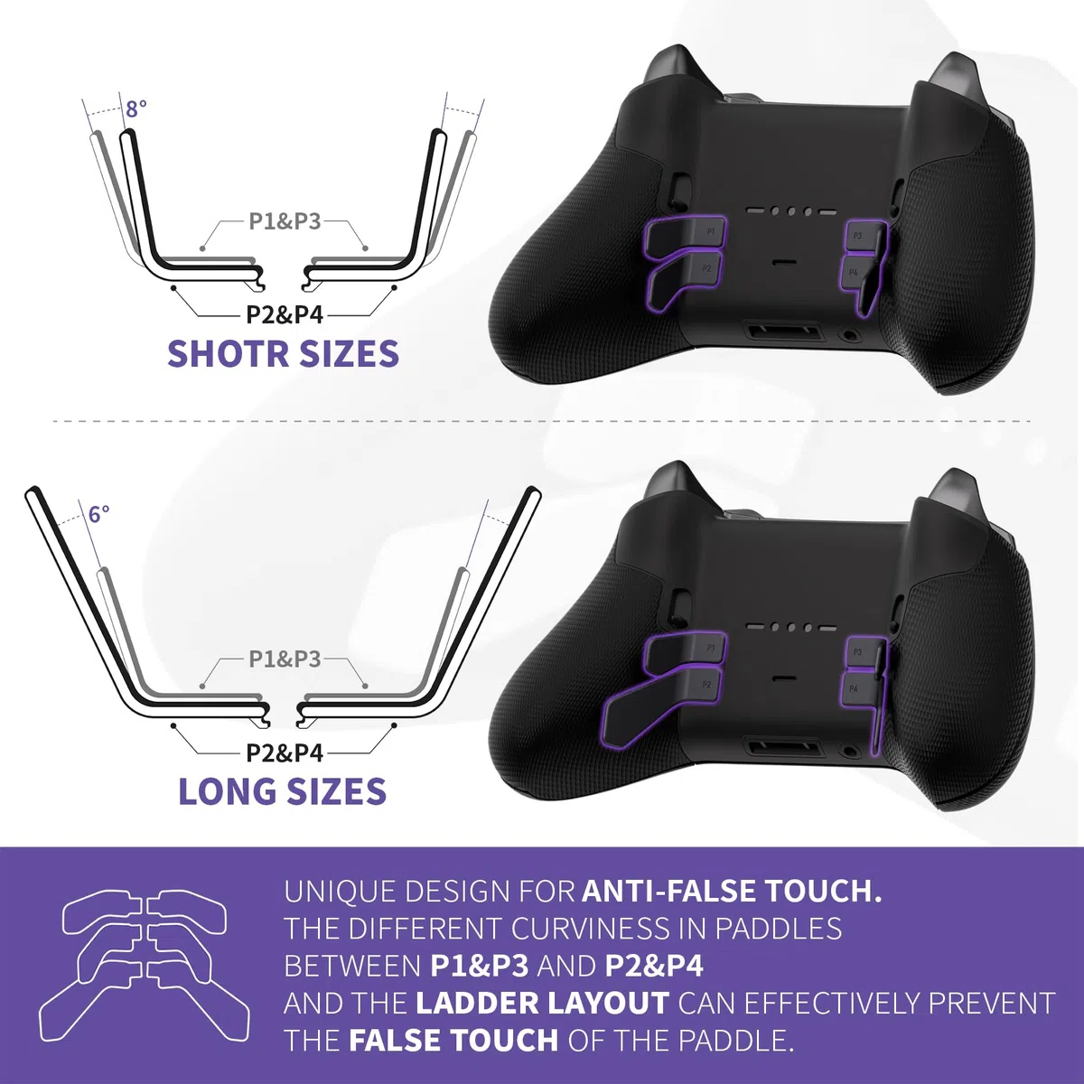 eXtremeRate Swift Paddles para Xbox Elite 1/2 Control, 6 en 1 Paletas Metálicas Reemplazo de Paletas Traseras Palas de Metal Intercambiable para Xbox One Elite & Elite Series 2 Mando(Negro)