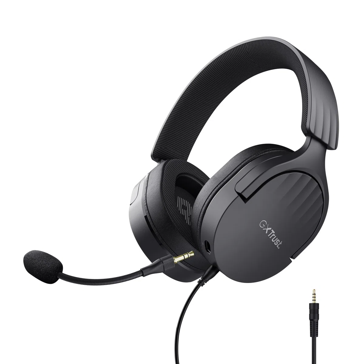 Trust Gaming GXT 489 Fayzo Cascos Gaming para PC, PS5, PS4, Xbox Series X|S, Switch, Mobile, 3.5 mm, 85% Plástico Reciclado, Auriculares Over-Ear Micrófono con Cancelación de Ruido - Negro