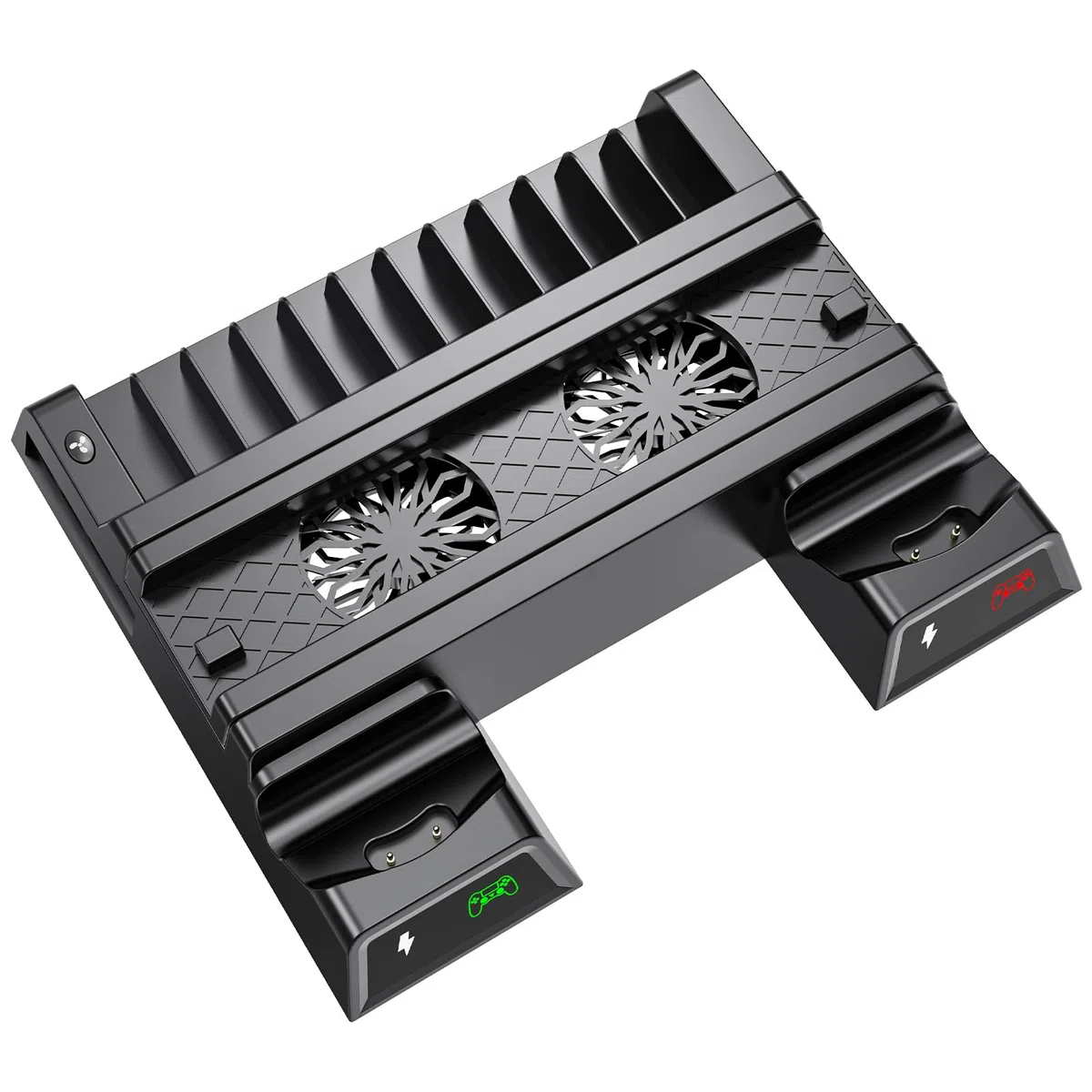 ASUNCELL Soporte vertical para PS4, con ventilador y estación de carga para PS4 Pro/Slim, incluye 12 juegos