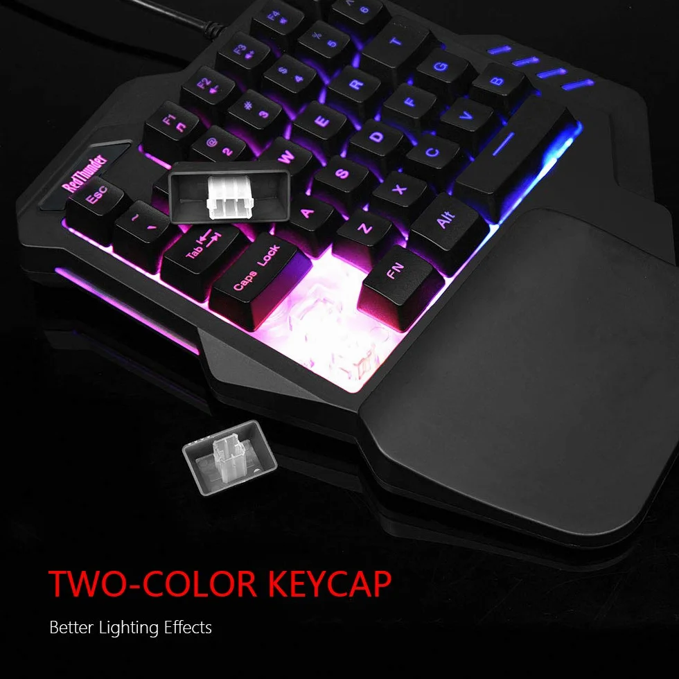 RedThunder G30 Teclado y ratón mecánicos RGB para Juegos con una Sola Mano, 2 Teclas Macro incorporadas + 7 Teclas programables, 35 Teclas Anti-ghosting, ergonómico para PC Mac PS5 Xbox One Gamer