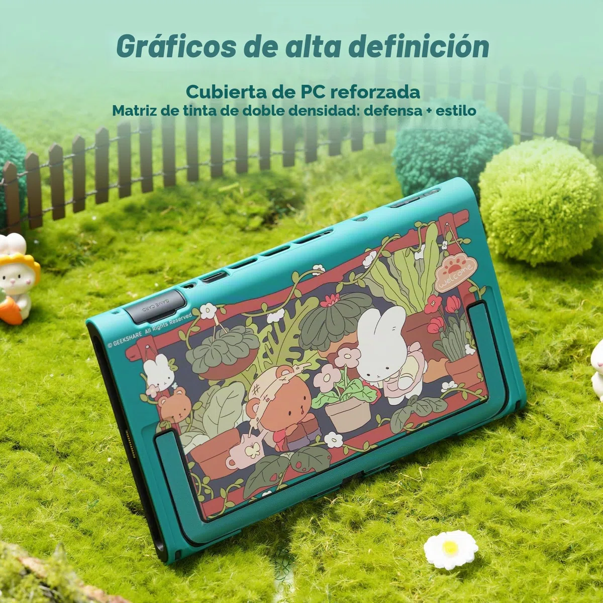 GeekShare Funda acoplable Kawaii para Switch 2, diseño antiarañazos y de absorción de golpes, con diseño de conejito