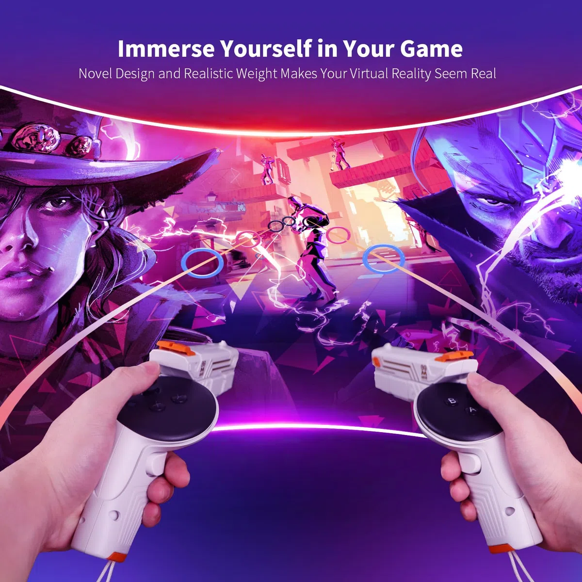 AMVR VR G-un Palo de fijación Compatible con Quest 3s/Quest 3 Accesorios, ponderada P-istoI Agarre para Mejorar la Experiencia de Juego FPS Sensación de sujeción, Accesorios VR para antideslizant