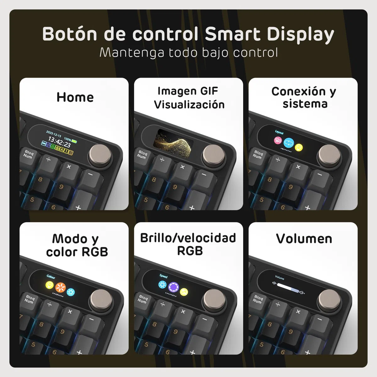 RK ROYAL KLUDGE S98 ES Teclado Mecánico con Smart Display y Botón, Montaje Superior 96% Teclado Mecánico Inalámbrico BT/2.4G/USB-C, Hot-Swappable, Soporte de Software, 98 Teclas, QWERTY Español