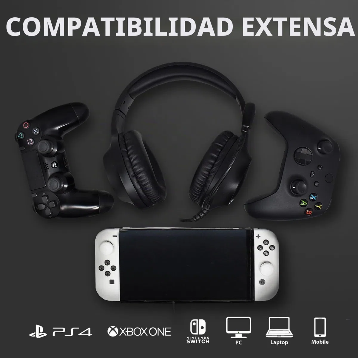 SPYCO - Auriculares Gaming Impulse HE-121 | Audio 50mm | Micrófono Omnidireccional | RGB | Jack 3.5mm y USB | Compatible PS4/Xbox One/Nintendo Switch | Negro, 50 mm, Cuero sintético