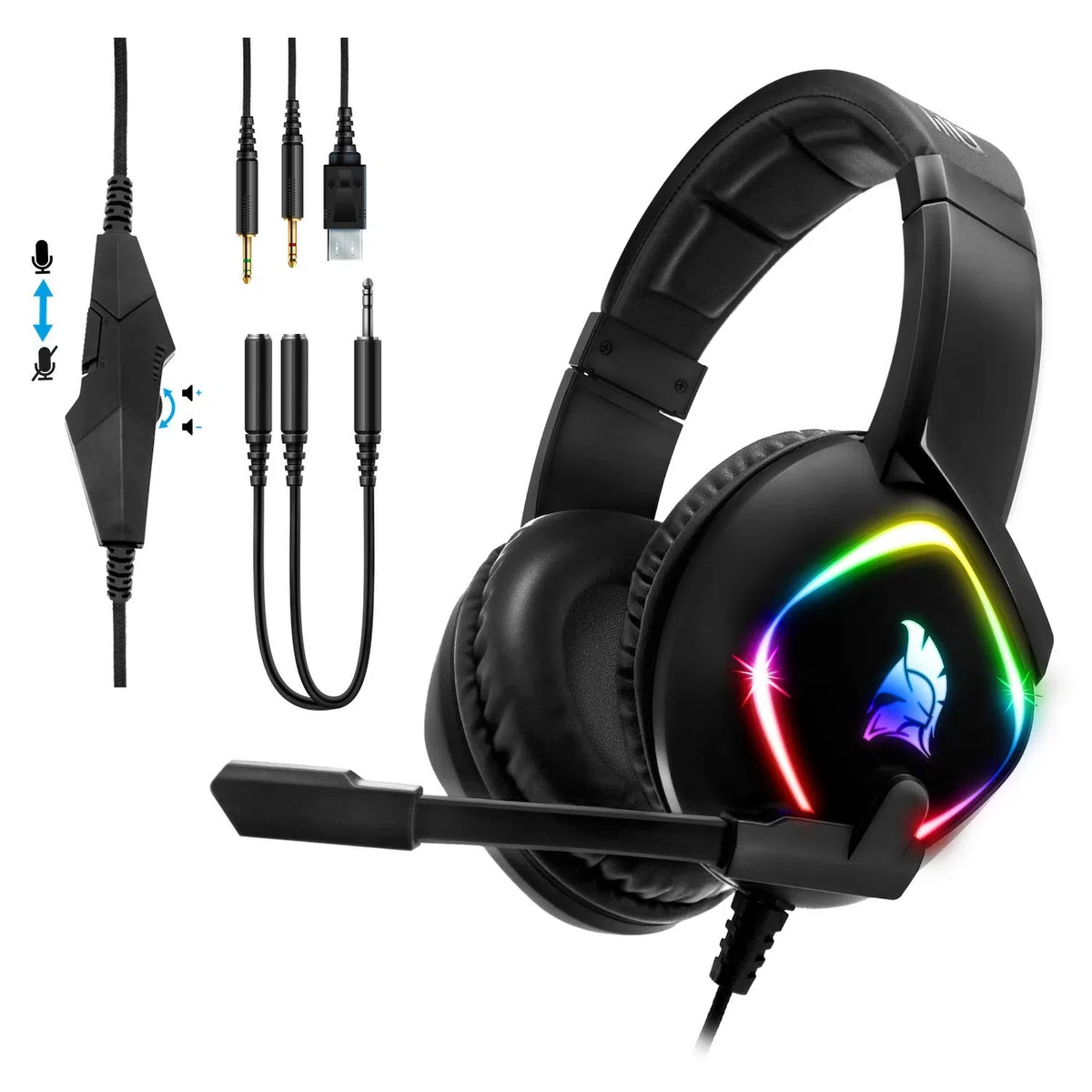 EMPIRE GAMING –Dark Rainbow G-HD10 Cascos Auriculares Gaming - PS4/PS5/Xbox Series/Smartphones/Tablets/PC/Mac Multiplataforma -Sonido Estéreo de Alta Definición -Micro Omnidireccional