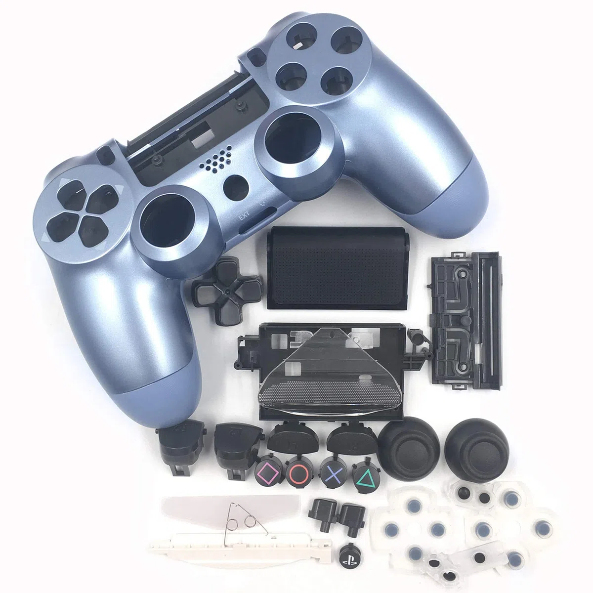 HUAYUWA - Carcasa de plástico para mando de juego con botones de repuesto para Playstation 4 Slim 4.0 JDM-040 (versión v1), color azul titanio