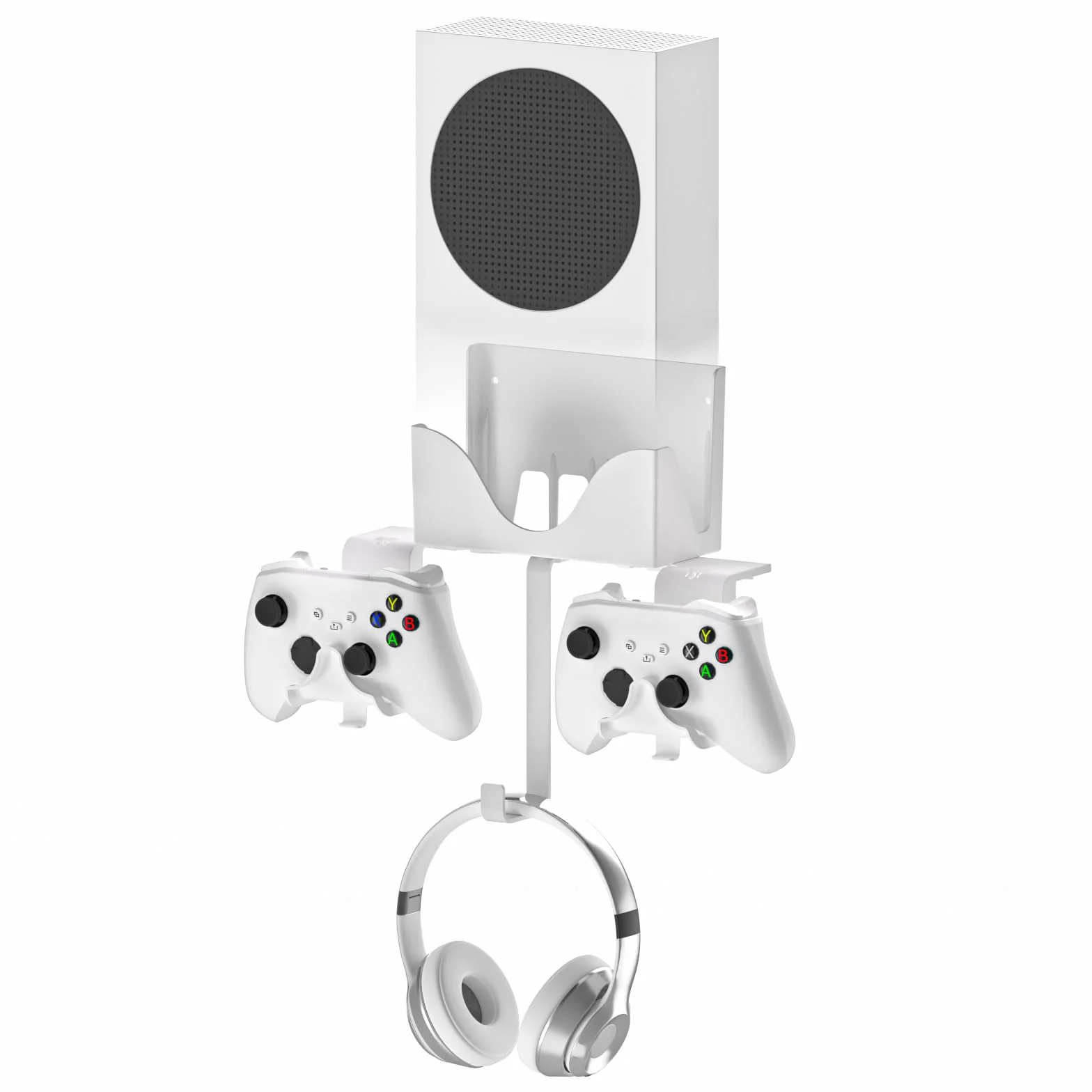 Hosanwell Soporte Pared para Xbox Series S, Montaje Pared para Consola, Controlador y Auriculares, Soporte Sólido con Tornillos y Orificio de Ventilación para una Fácil Instalación