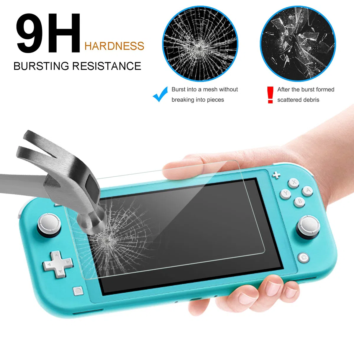 Funda Protectora rígida Compatible con Nintendo Switch Lite 2019, Accesorios de Cubierta de policarbonato de Cristal Transparente con Protector de Pantalla y 8 Tapas de Agarre para el Pulgar para