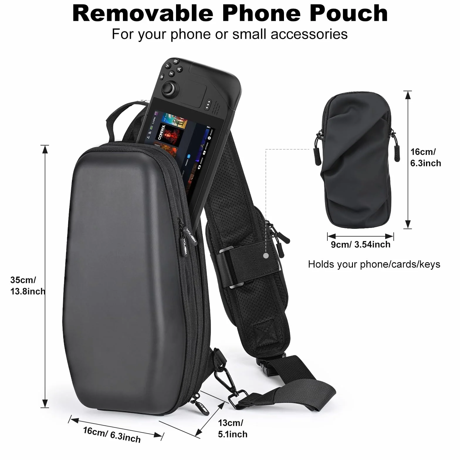 Younik Bolsa de Transporte para la Steam Deck Consola y Accesorios, Mochila Protectora con Carcasa rígida de Viaje para Steam Deck y Switch
