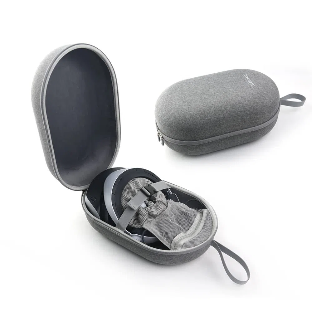 Funda para PS VR2, caja de protección de viaje dura, bolsa de transporte portátil para auriculares VR y almacenamiento de asas, perfecta para viajes y hogar, gris, Funda