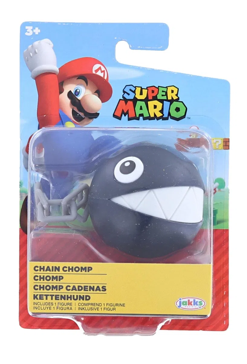 Super Mario Figura de Nintendo Chain Chomp, Figura de acción articulada de 6 cm, niños y coleccionistas