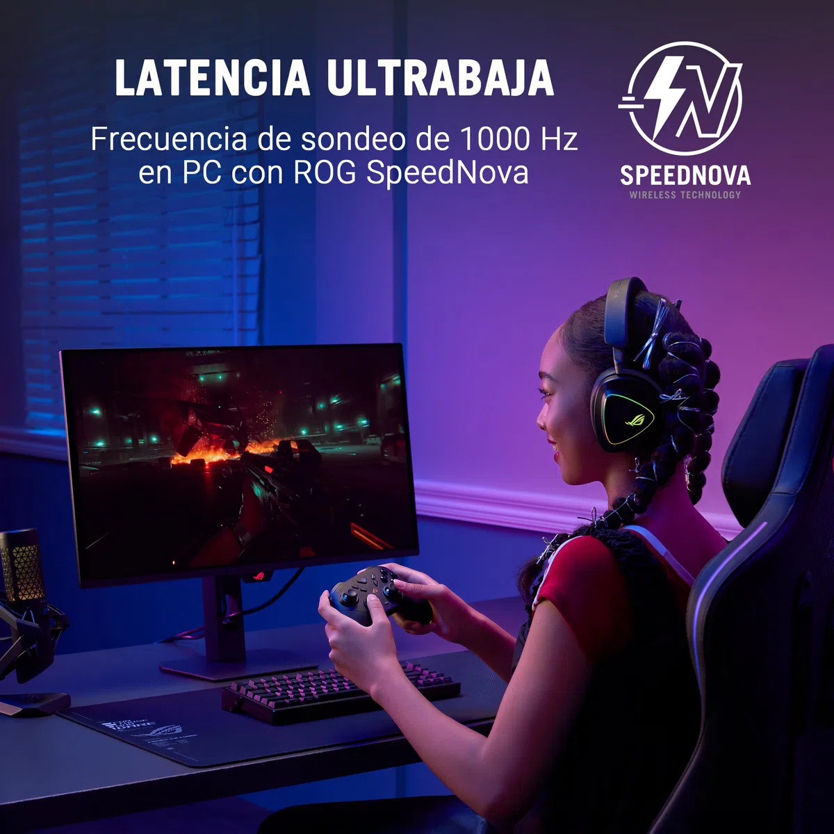 ASUS ROG Raikiri II Xbox Wireless - Mando gaming con joysticks TMR, compatible con Xbox/PC/Ally, frecuencia de sondeo de 1000 Hz, gatillos de dos modos, 4 botones traseros, hasta 50h de batería