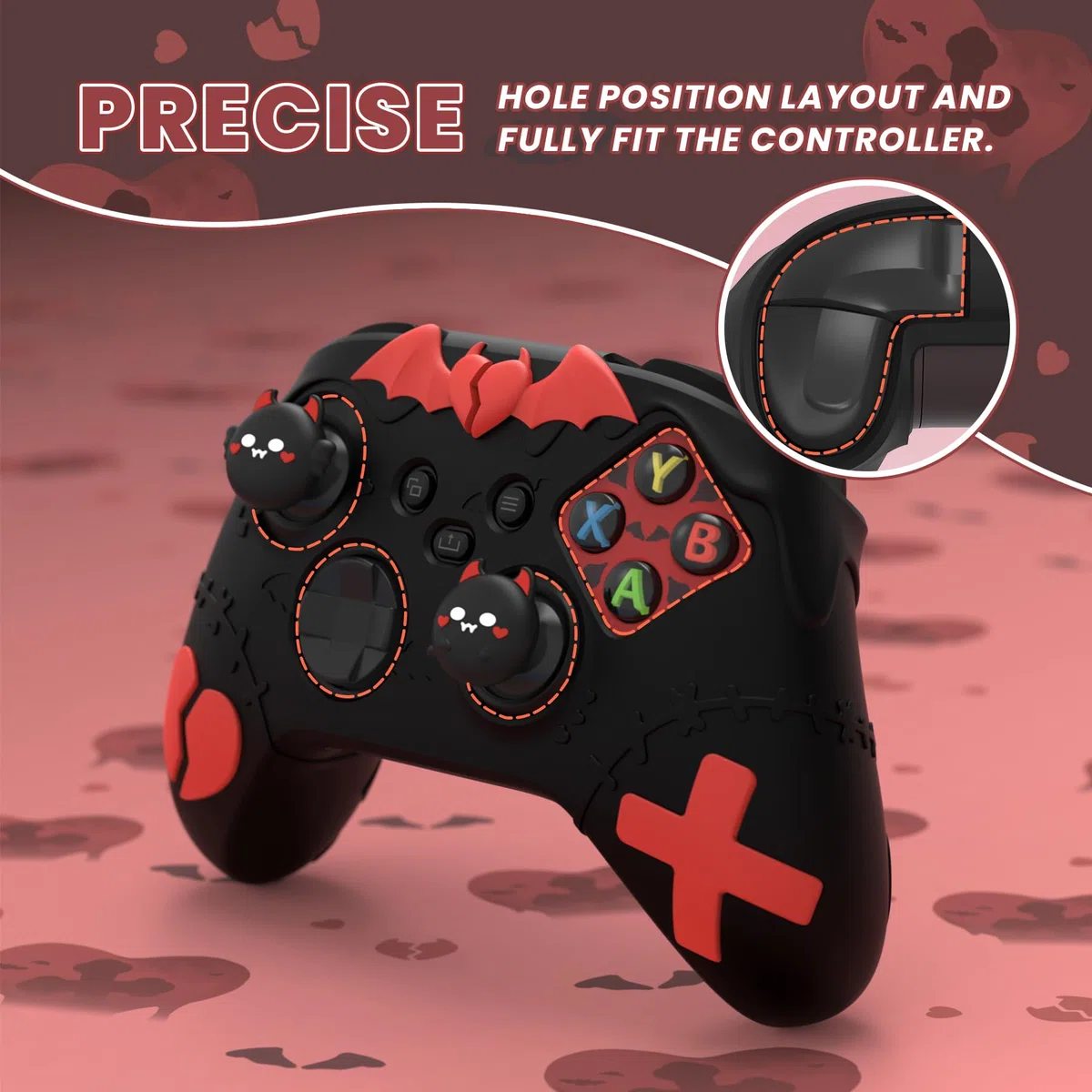 PlayVital Funda de Silicona para Xbox Series X & S Control - Cubierta Protectora Antideslizante, Protector de Goma con Tapas de Joystick, Accesorios para Consola, Diseño Gótico (Negro)