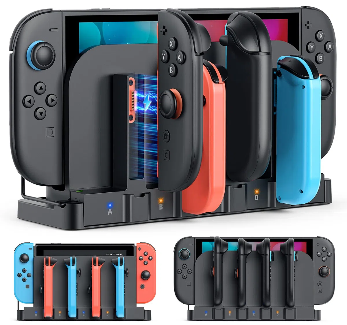 FASTSNAIL - Cargador magnético 9 en 1 de doble dirección para FASTSNAIL Switch 2 2025 y controlador original y OLED, base de carga rápida para accesorios de controlador Switch 2