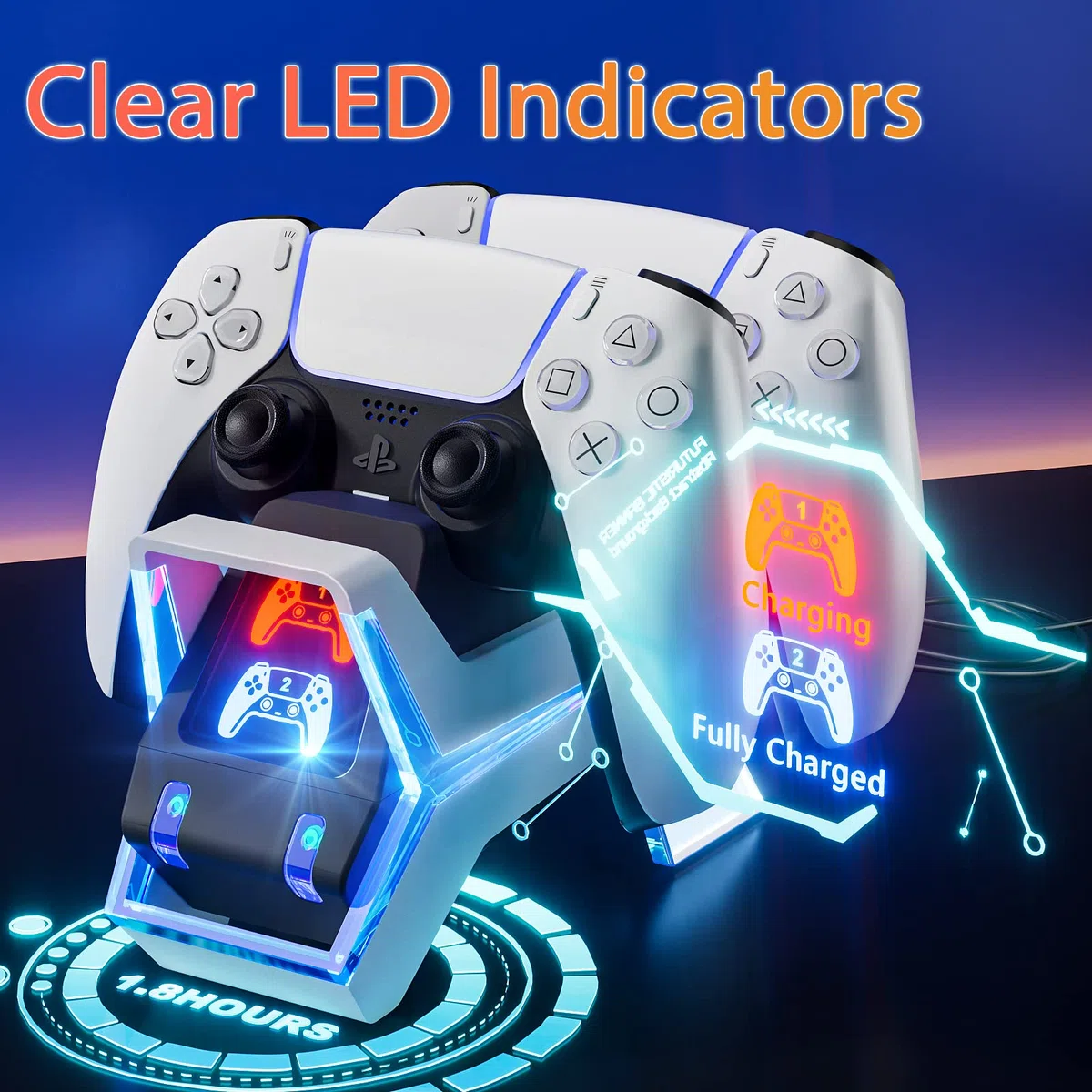 Fenolical Estación de Carga para Mando PS5, Adaptador AC de Carga rápida 5V/3A, Accesorios de estación de Carga Doble Playstation5 Estilo Perro electrónico con indicador LED-Negro