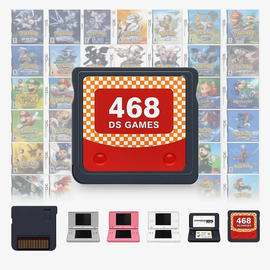 Cartucho de Juegos 468 en 1 para Nintendo DS, DS Lite, DSi, 2DS, 3DS y New 3DS XL/LL – Super Combo Multijuegos – Plug & Play