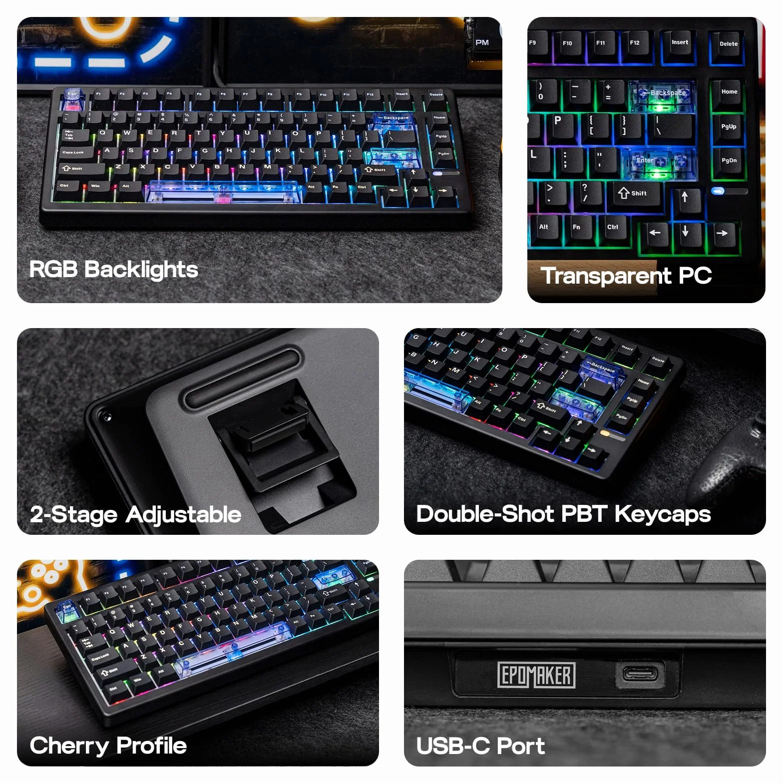 EPOMAKER HE80 Teclado para Juegos con Hall Effect, Sondeo de 8000Hz y Escaneo de 32K,Gasket Suave,DKS,SOCD, RGB,Hot-Swappable,Teclado Mecánico con Cable para PC y Mac (Negro, Magnetic Linear Switch)