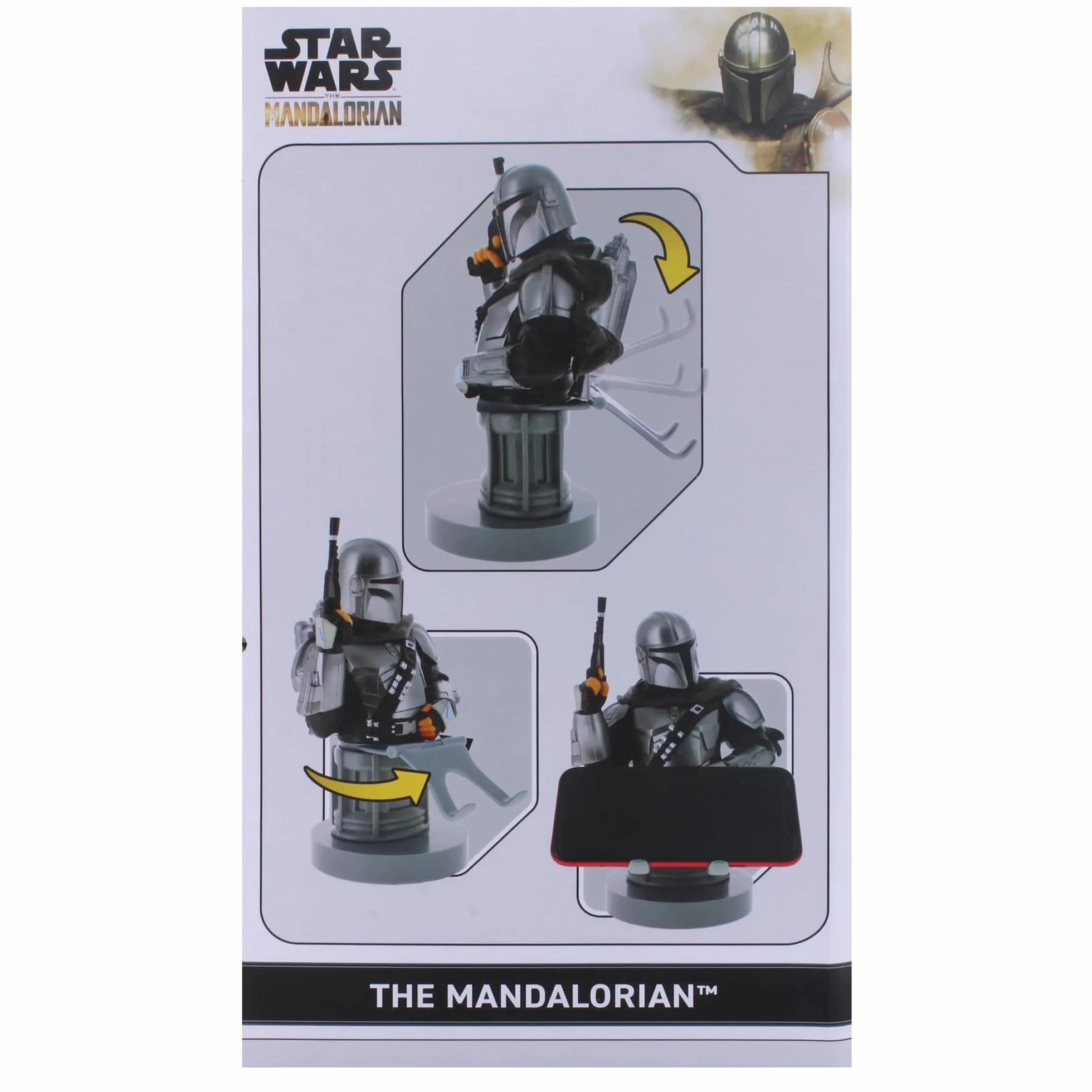 Exquisite Gaming: Star Wars: The Mandalarian - Soporte Original para teléfono móvil y Controlador de Juegos, Soporte para Dispositivo, Cable Guys, Figura con Licencia