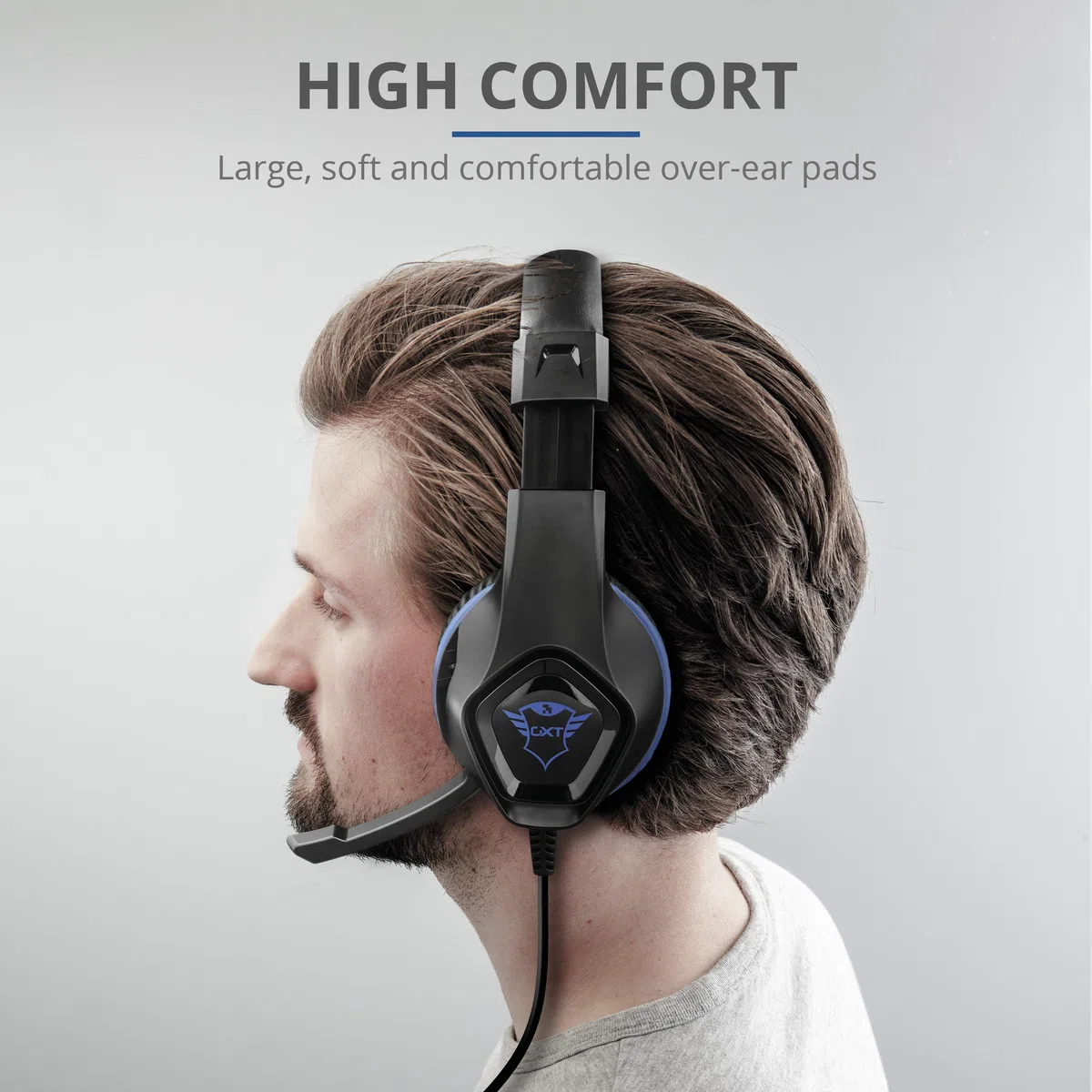 Trust Gaming Cascos PS4 & PS5 GXT 404B Rana Auriculares Gamer con Micrófono Plegable y Corto y Diadema Ajustable, Cable de 2 m, para PlayStation 4 & 5 - Azul