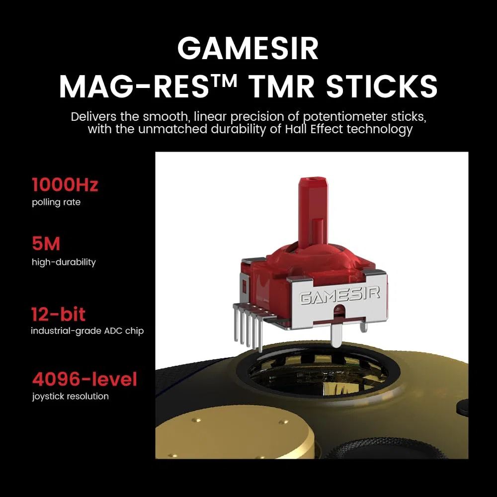 GameSir G7 Pro Mando 1000Hz con Estación de Carga para Xbox Series X|S, Xbox One, Windows 10/11 & Android – Joysticks TMR, Gatillos Ajustables & 4 Botones Programables – Oro