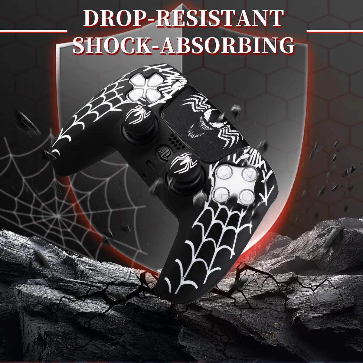 1 adhesivo de silicona y 2 empuñaduras extensoras para mando de PS5 Venom Web