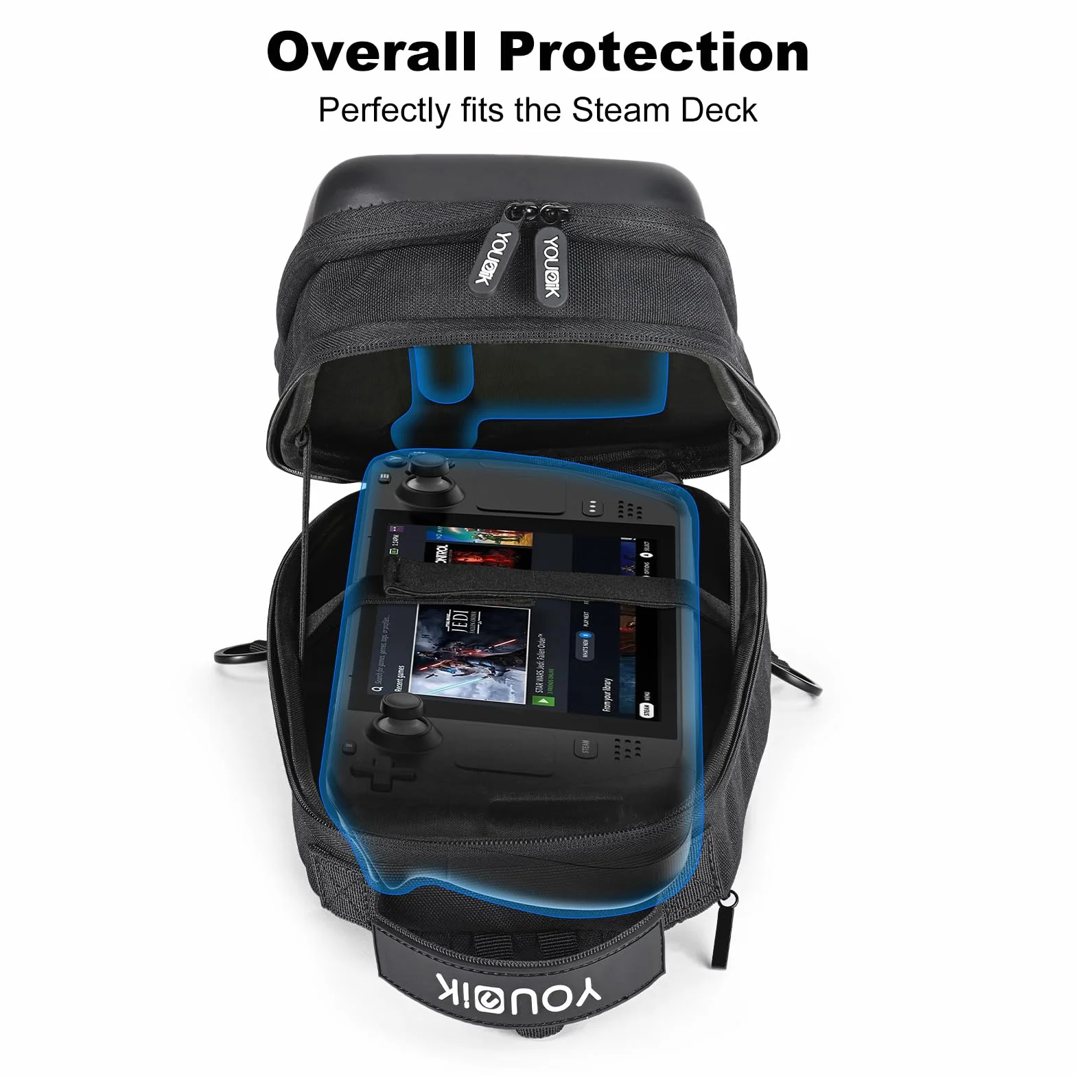 Younik Bolsa de Transporte para la Steam Deck Consola y Accesorios, Mochila Protectora con Carcasa rígida de Viaje para Steam Deck y Switch