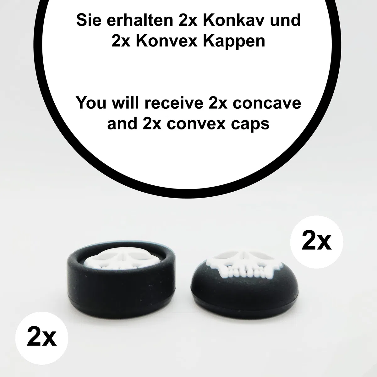 MatoSan® 4 Tapas de Calavera, Agarre para PS4 y PS5, Accesorios para Controlador, Silicona Compatible con Xbox One Series y PS5 Edge Controller