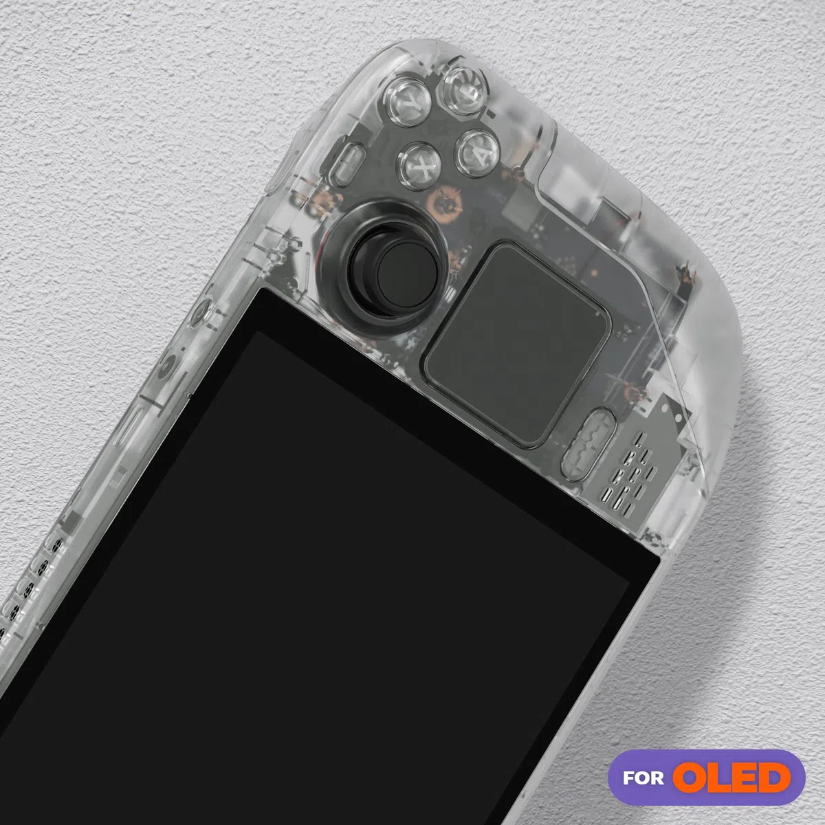 eXtremeRate Carcasa Transparente Compatible con Steam Deck OLED Accesorio Placa Frontal Cubierta Trasera y Trackpad Funda Case con Botones para Steam Deck OLED-Consola NO Incluida(Brilla en Oscuridad)