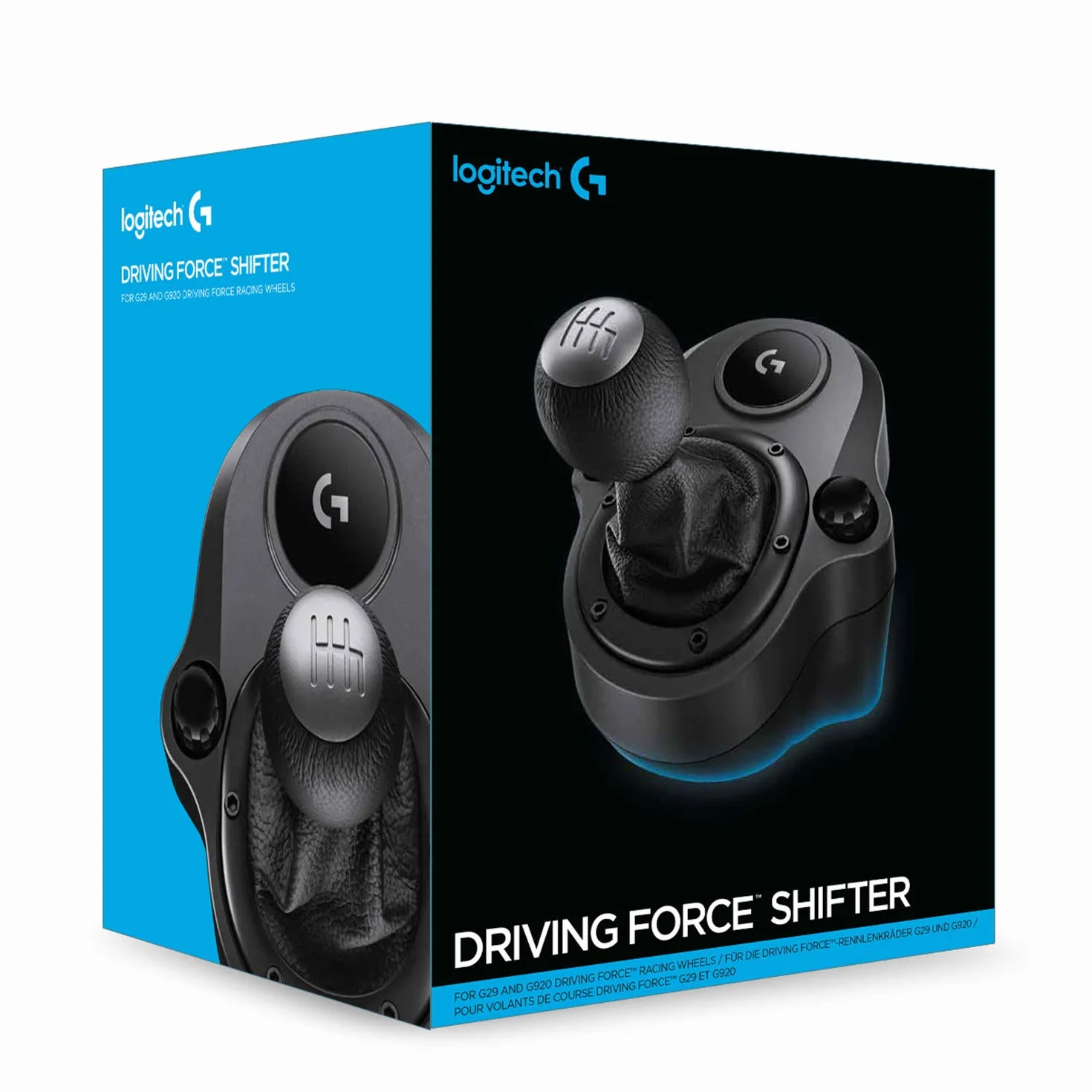 Logitech G Driving Force Palanca de Cambio para Volantes de Carreras G29, G920 y G923, 6 Velocidades, Marcha Atrás a Presion, Acero y Cuero - Negro