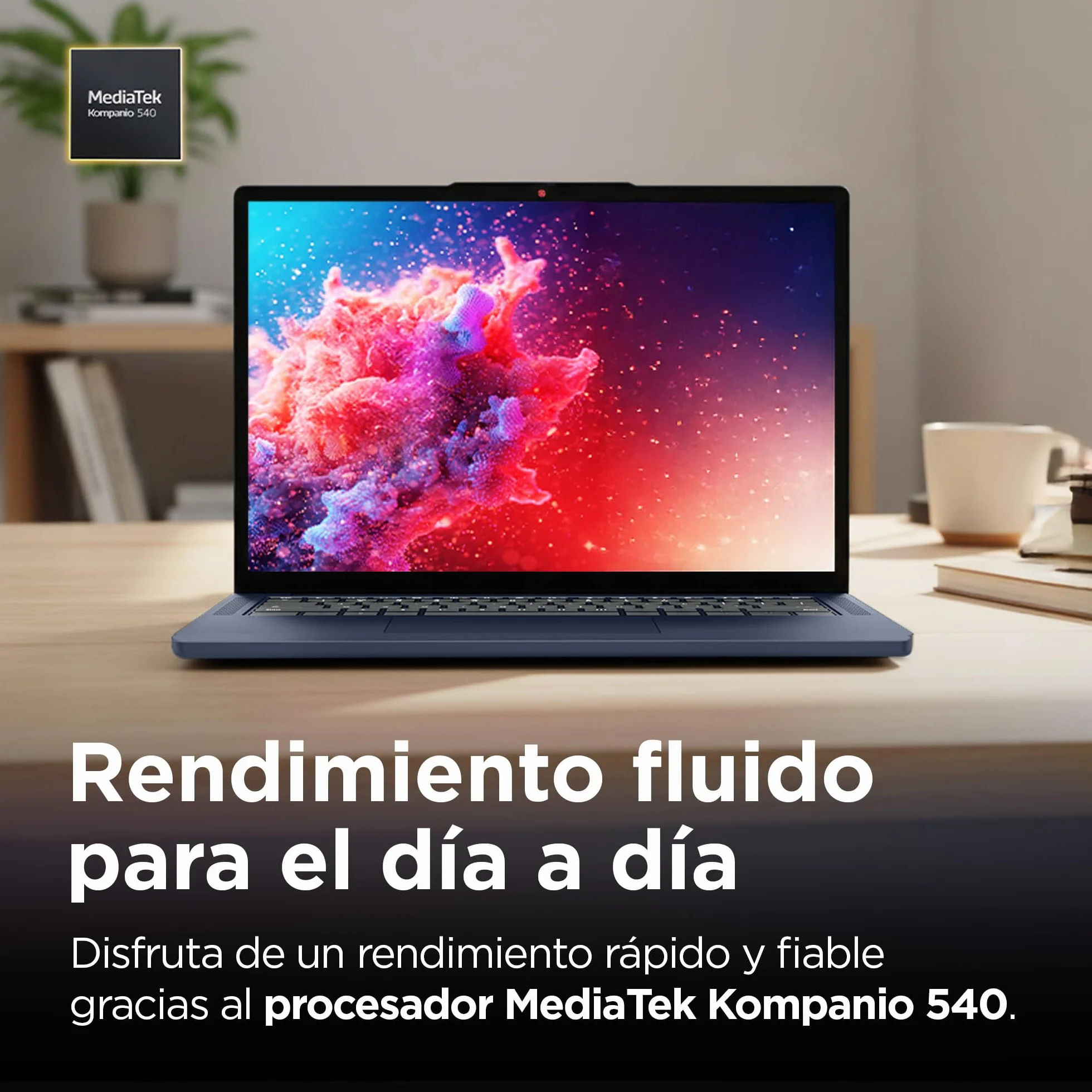 Lenovo Chromebook Gen 11 - Ordenador Portátil 14" WUXGA (MediaTek Kompanio 540, 8 GB RAM, 128 GB UFS 2.2, ChromeOS) QWERTY Español, Azul + 3 Meses Google AI Pro con Gemini Pro y 5TB