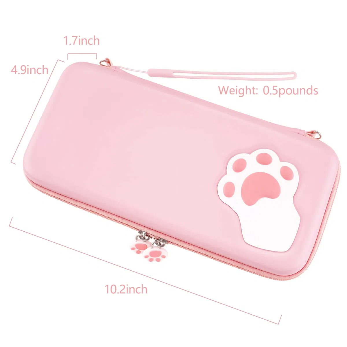PlayVital Funda de Transporte para Nintendo Switch & OLED - Estuche Portátil con Tapas de Joystick, 10 Ranuras para Juegos, Bolsillo Interior Suave y Forro Protector, Diseño Lindo (Garra de Gato)