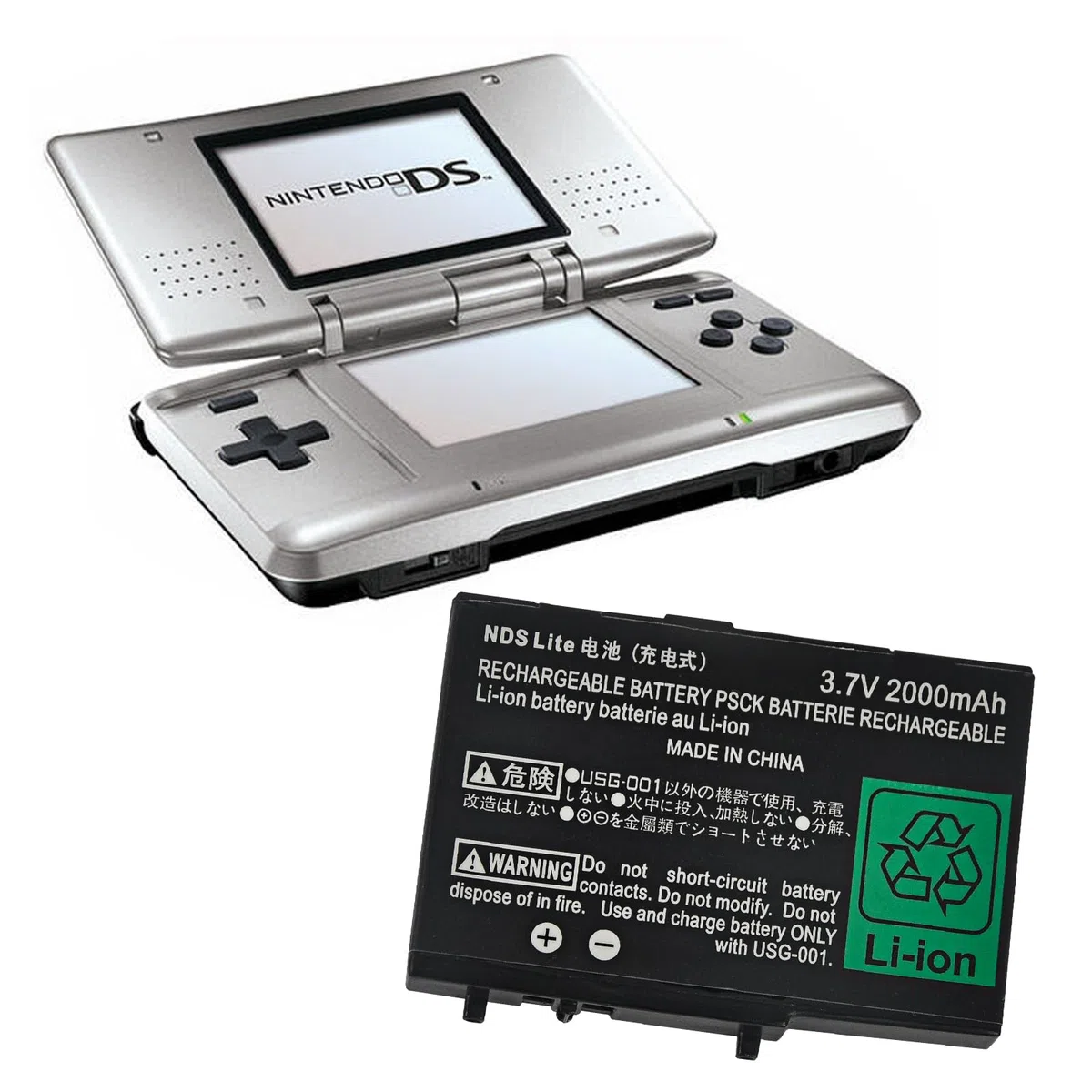 Batería para Nintendo DS Lite NDS Lite, 2000 mAh, USG-003, batería recargable de iones de litio de 3,7 V, repuesto para Nintendo DSL NDSL, no para DSi, DSi XL, DSi LL