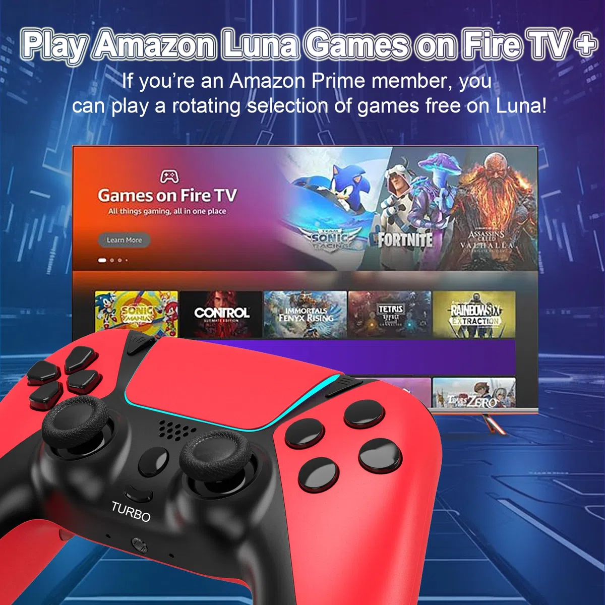 Ymir Luna Controller Upgrade,Wireless Bluetooth Gamepads for Fire TV,PC,PS4,ALPS Sticks ohne Drift,Programmierbare Paddels,Turbo,1200mAh Akku,Gyro Sensor,Amazon Luna kompatibel【2025 Profi Edition