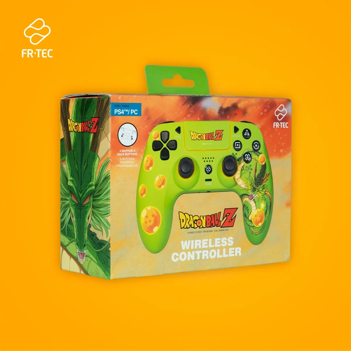 FRTEC – Mando Inalámbrico con Luz LED RGB Compatible con PC y PS4, Gamepad Bluetooth, Batería 950mAh, 10 horas de autonomía (Dragon Ball Shenron)