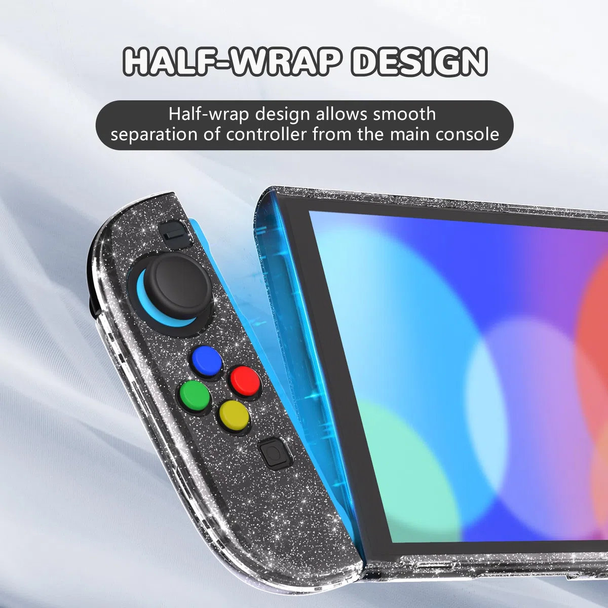 PlayVital Funda Protectora Transparente para Nintendo Switch 2 (2025) - Carcasa Rígida Dockable con Soporte Plegable y Tapas para Joysticks, Protector Antigolpes para Switch 2 (Plateado Brillante)