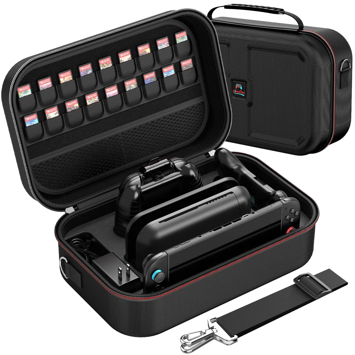 HEYSTOP Funda de Transporte para Consola Nintendo Switch 2, Estuche Protector de Viaje de Gran Capacidad con 12 Ranuras para Tarjetas de Juego para Accesorios de Nintendo Switch 2 2025 Últimos Modelos