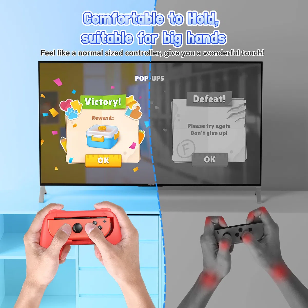FASTSNAIL Juego de 4 empuñaduras compatibles con Nintendo Switch para Joy Con, controlador de agarre resistente al desgaste para Joy con y modelo OLED con agarre de 12 pulgares