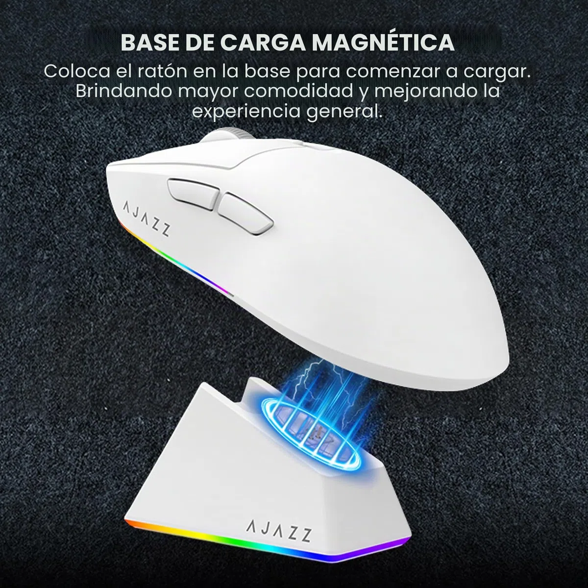 MechLands AJAZZ AJ139 V2 MC ratón para juegos con base de carga, DPI ajustable de 12.000, sensor PAW3311, ratón inalámbrico de 3 modos, batería de 500mAh, tasa de sondeo de 1000, 66g de peso ligero