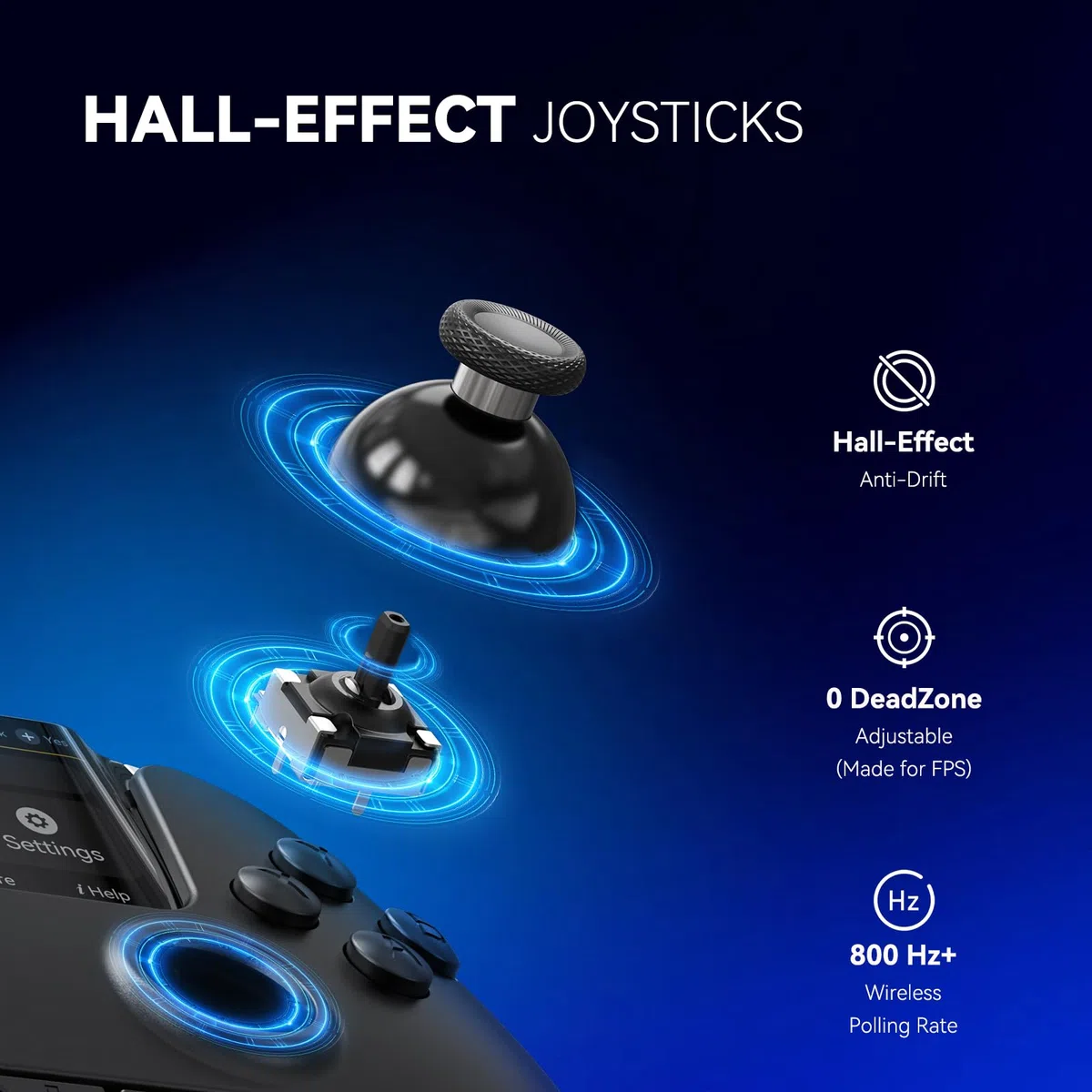 FIEHDUW NO DRIFT ManbaOne Interactive Screen Gaming Controller for PC/Switch/iOS/Android/Steam Deck, 1800mAh Hall Effect Controller with LED, Mapping Buttons, Charging Dock (Black)